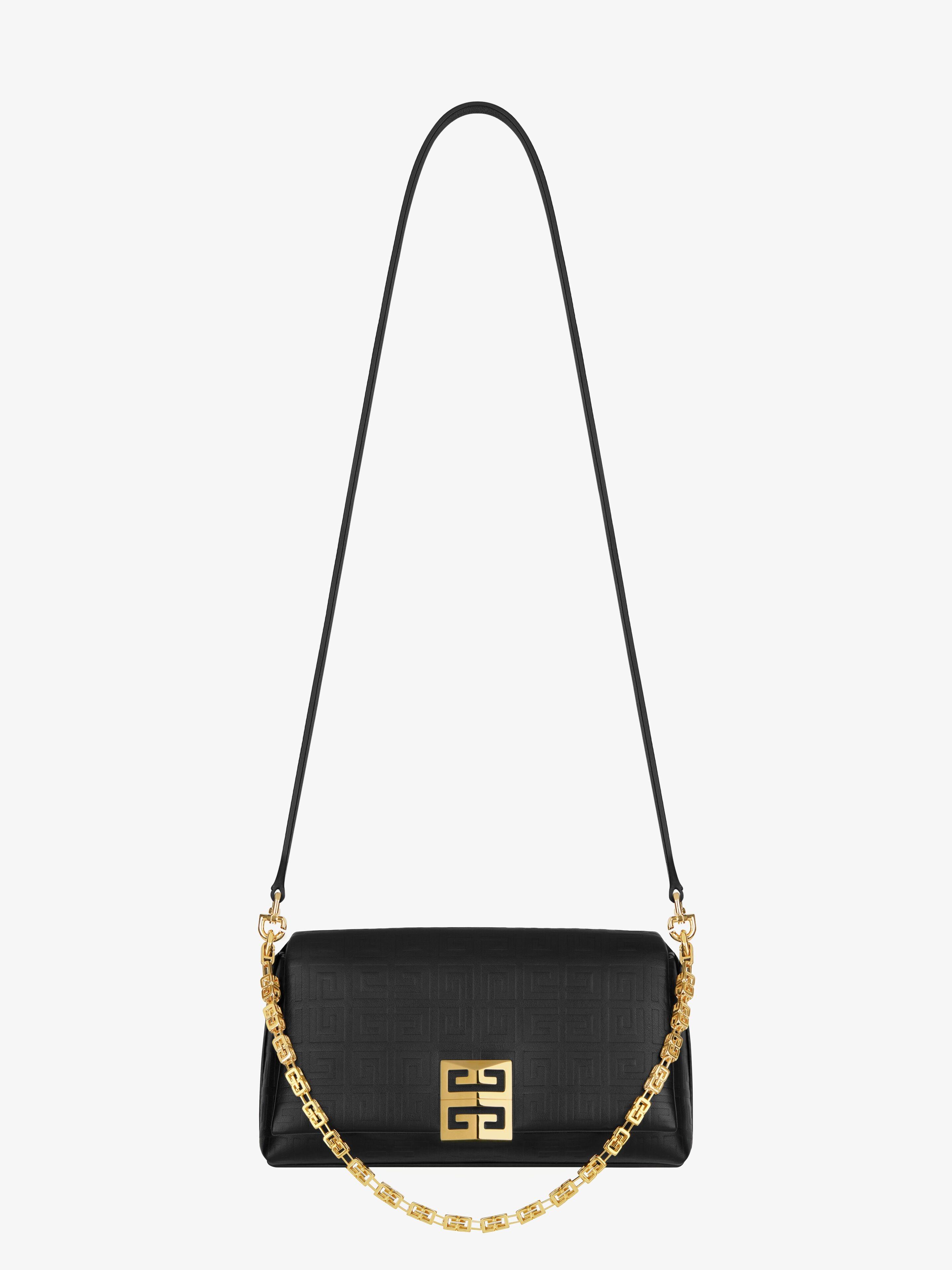 GIVENCHY BLACK LEATHER SMALL 4G SOFT SHOULDER BAG