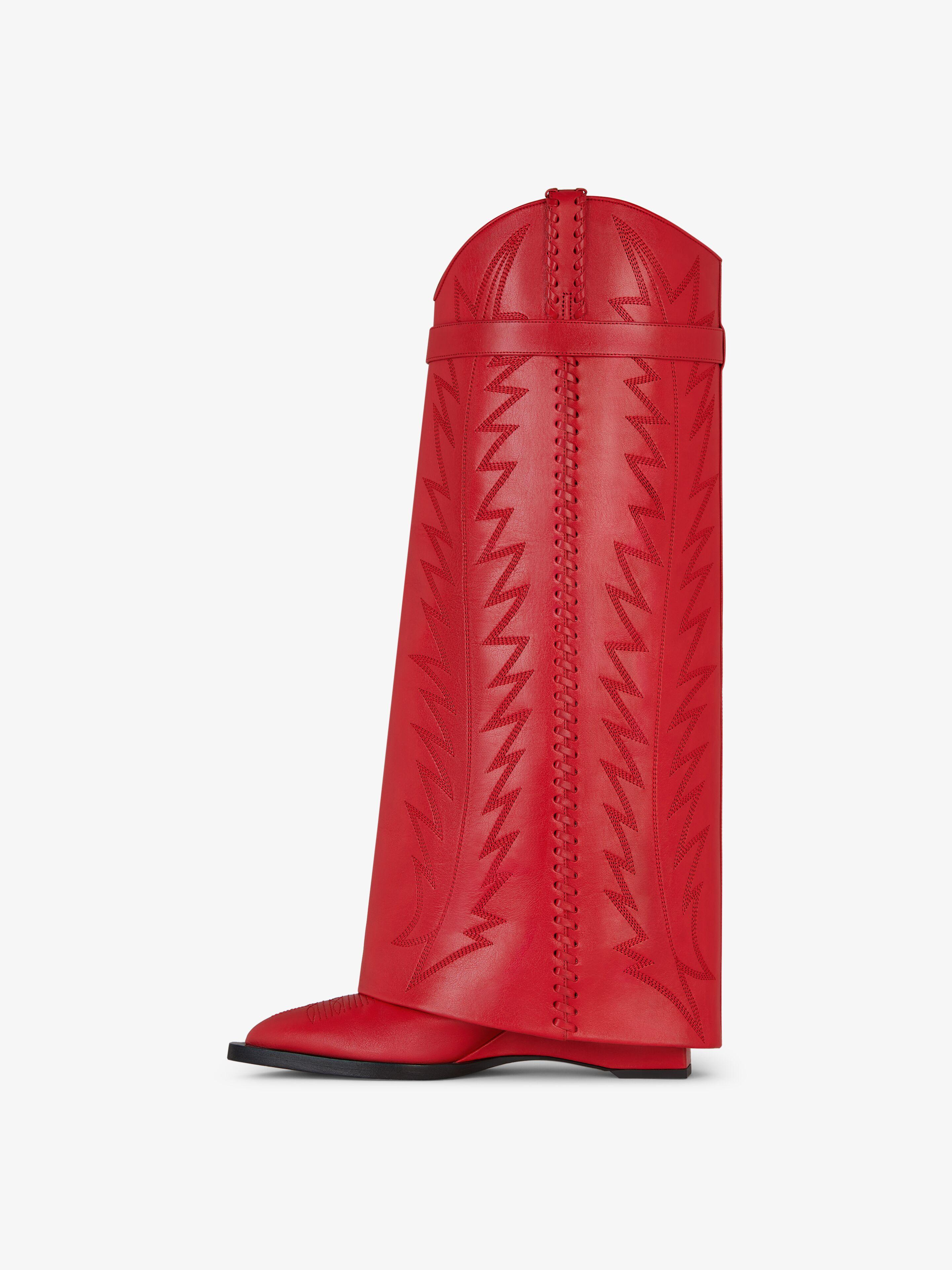 Givenchy Shark Lock Cowboy Boots in Red Lyst
