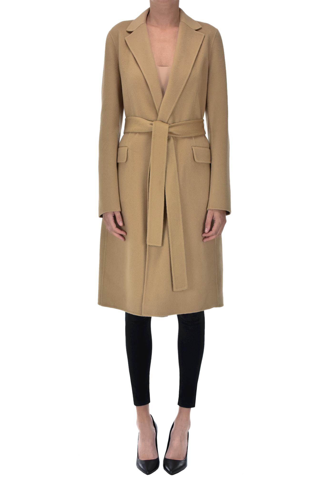 theory camel wool coat