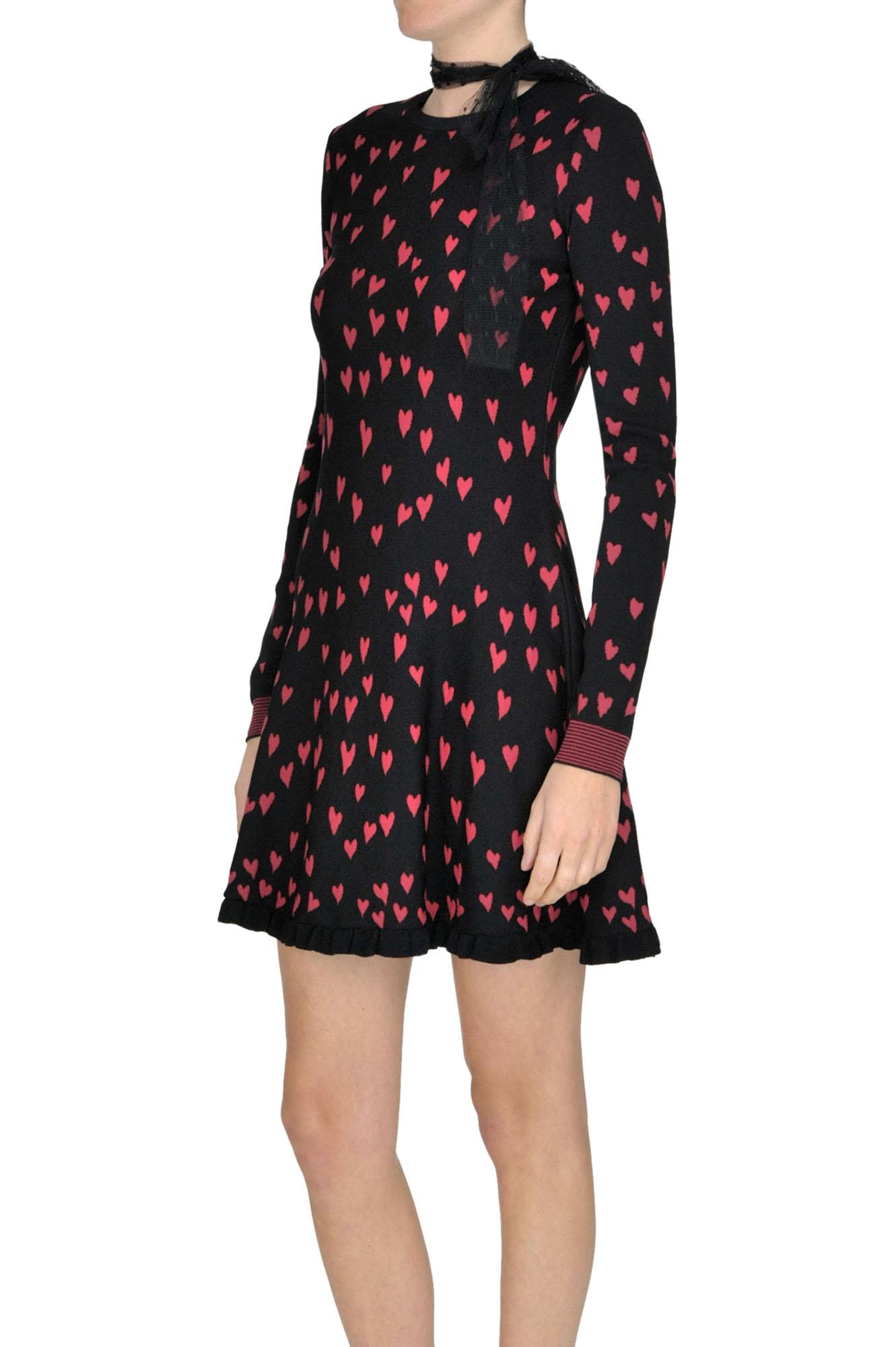 RED Valentino Tulle Hearts Print Dress in Black - Lyst