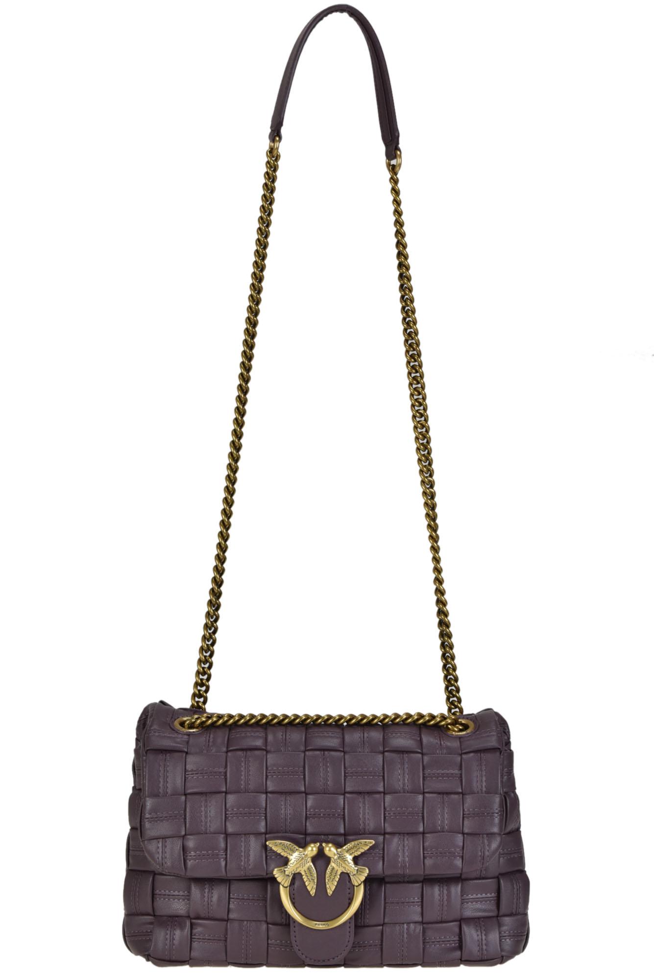Pinko Leather Love Classic Puff Weave Bag in Plum (Purple) | Lyst
