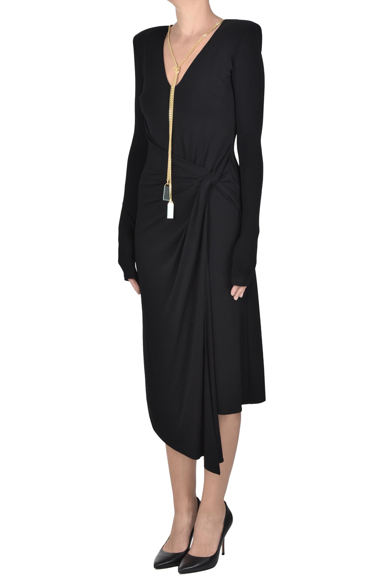 ワンピース Elisabetta Franchi SATIN DRESS WITH CRISS-CROSS LACE Crêpe-back satin dress with crossover laces | Elisabetta Franchi