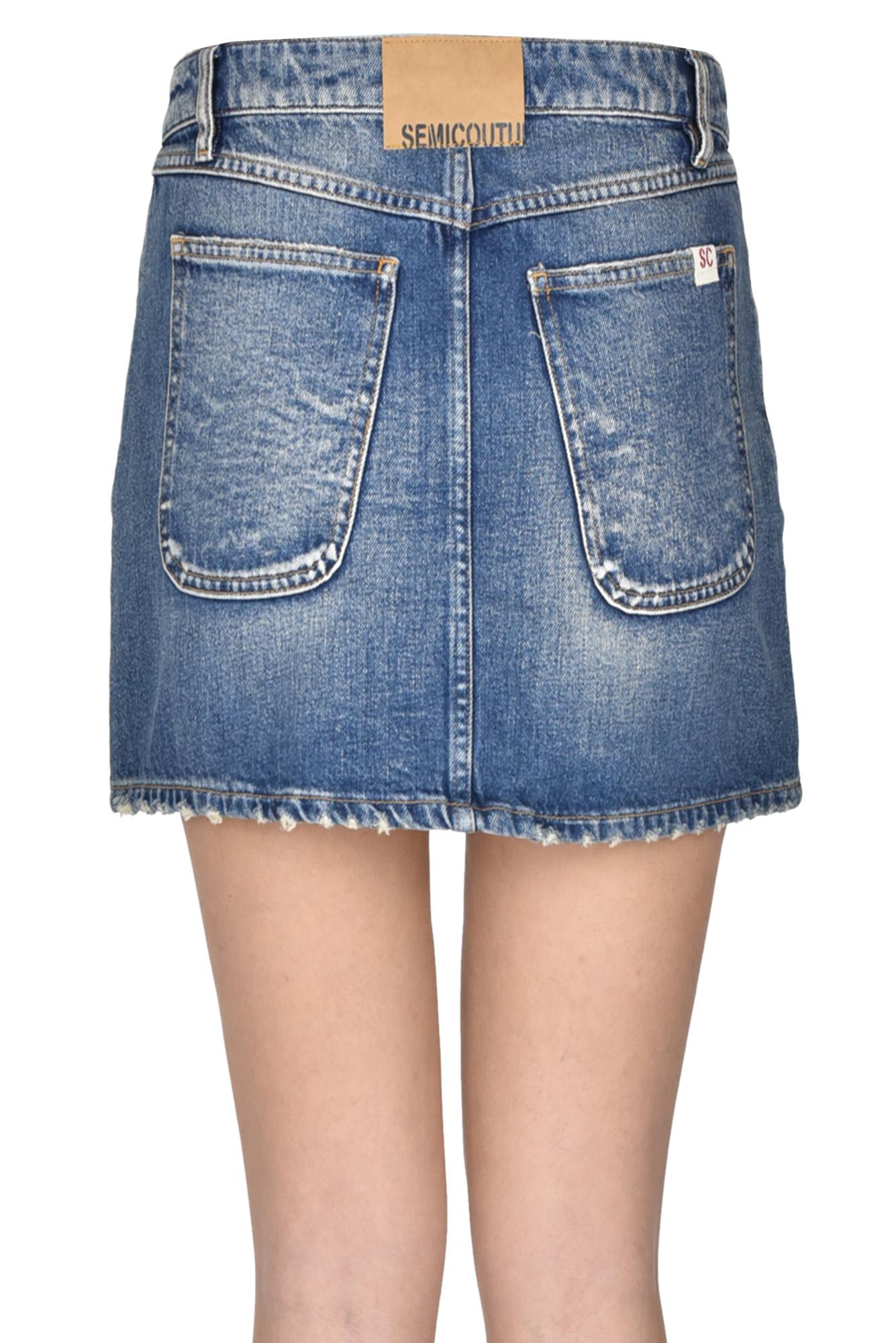 スカート Semicouture Floriane miniskirt in dark denim Semicouture Floriane Miniskirt In Dark Denim – BALTINI