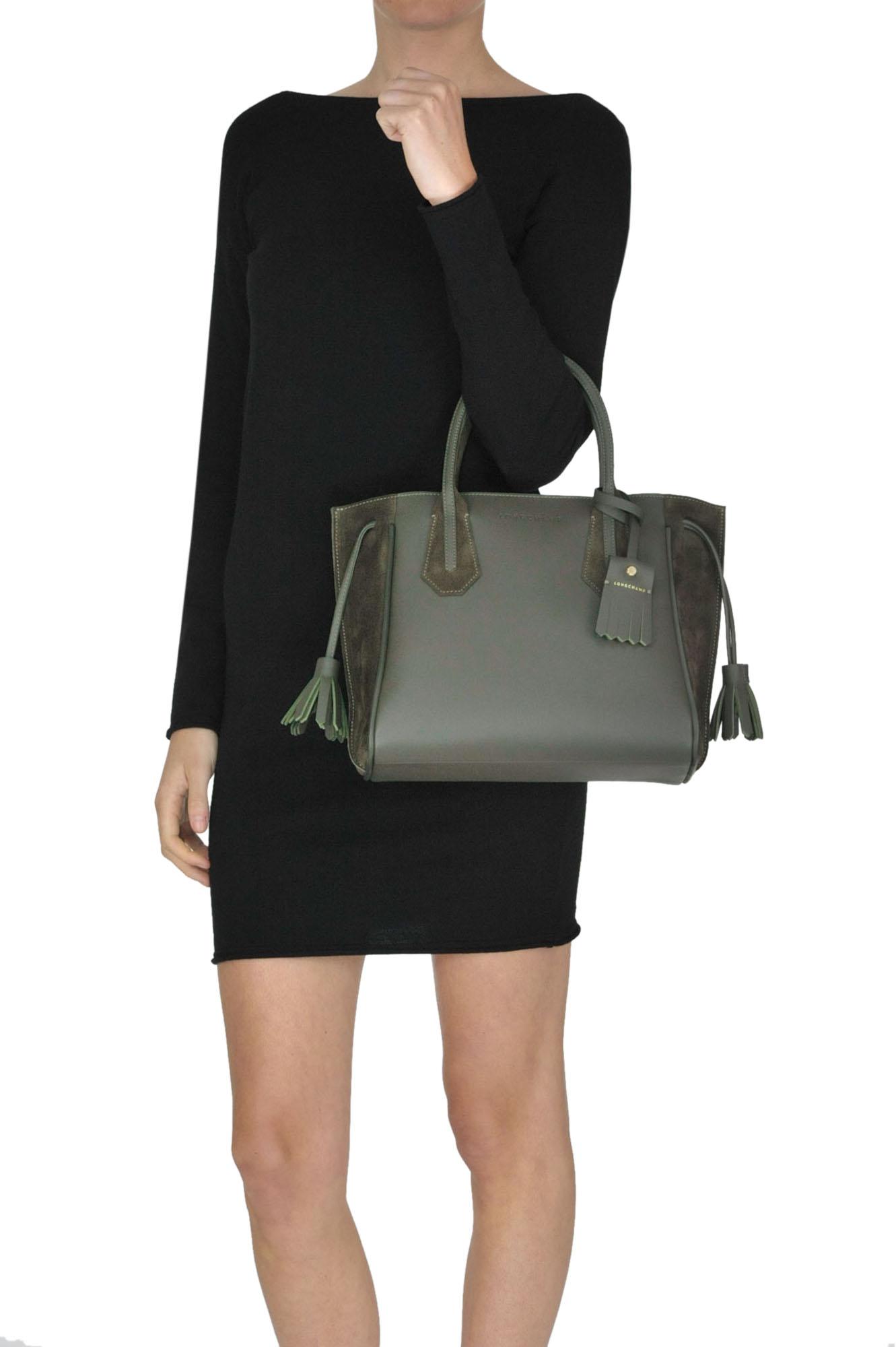 longchamp green leather bag