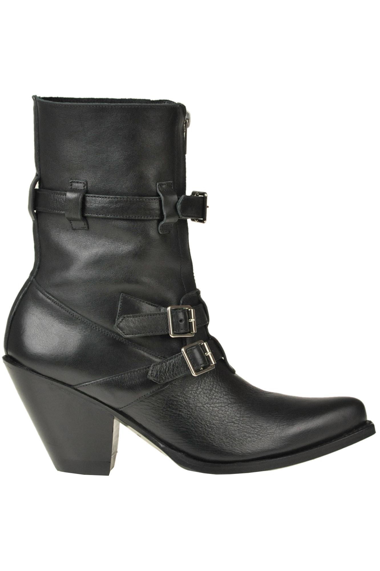 Celine Leather Berlin Texan Boots in Black - Lyst