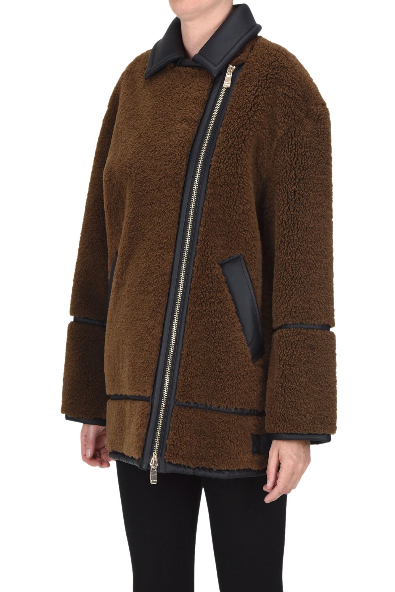Pinko Megara Eco-shearling Jacket in Brown | Lyst