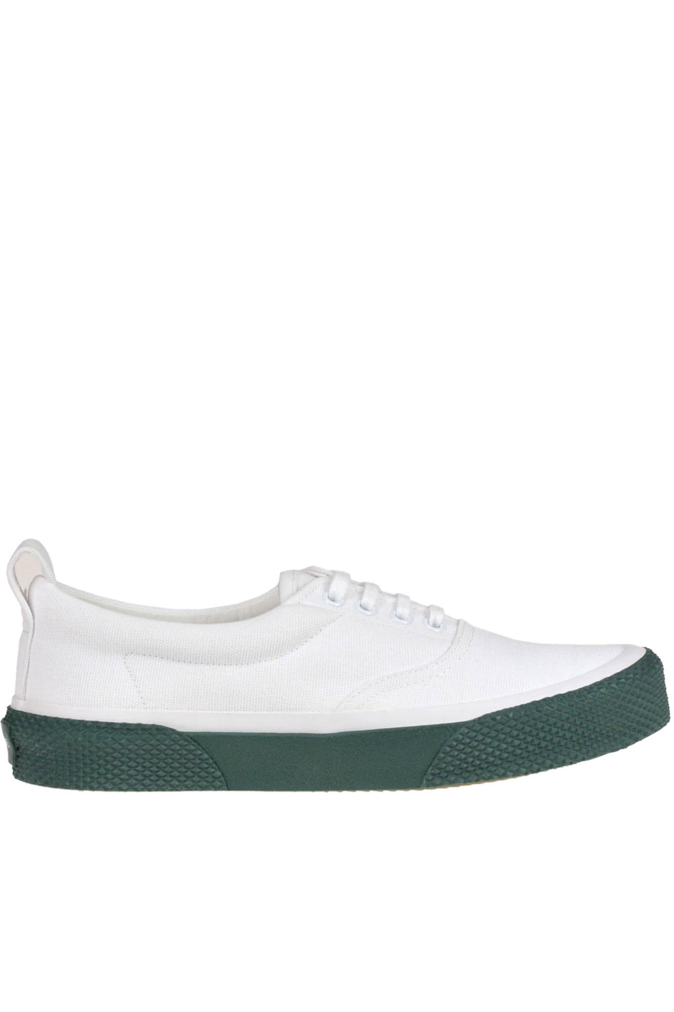 white lace up canvas sneakers