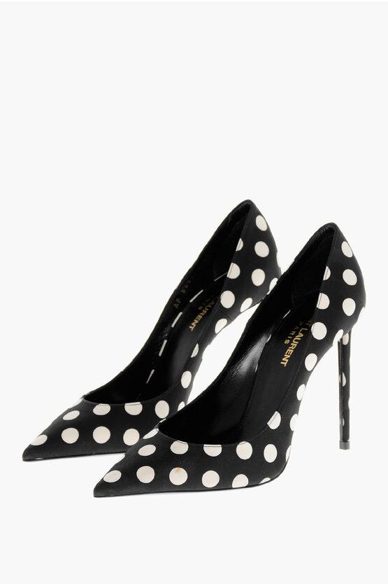 Saint Laurent Polka Dot Patterned Satin Pumps With Stiletto Heel