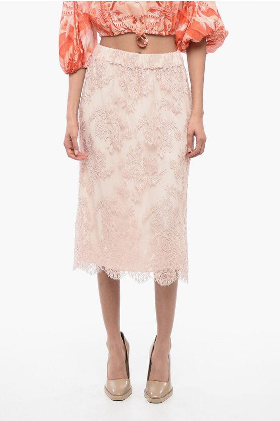 Pink lace skirt discount
