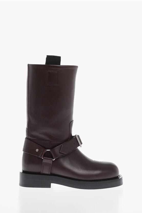 Burberry Leather Biker Mid Boots in Black Lyst UK