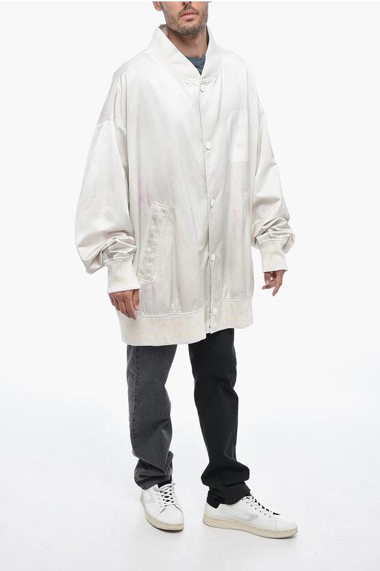 Maison Margiela Mm6 Satin Oversized Bomber Jacket With Snap