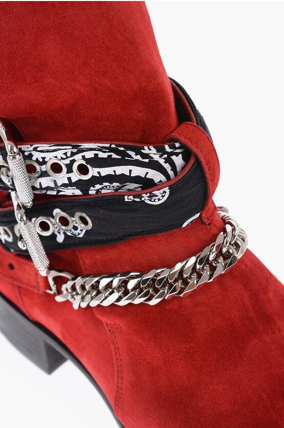 Amiri Leather Suede Bandana Boots With Chain And Straps in Red for Men Lyst UK