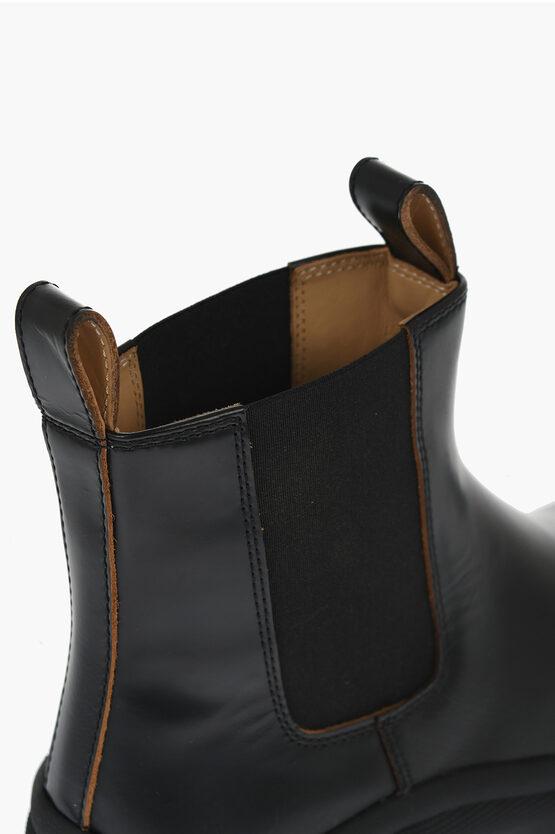 Jil Sander Leather Chelsea Booties With Vibram Sole in Black for