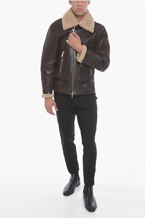 Neil Barrett Calfskin Shearling Jacket With Vintage Effect in 