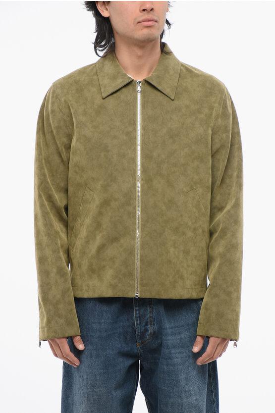 Séfr Zip-Up Bardem Eco-Suede Jacket in Green for Men | Lyst UK