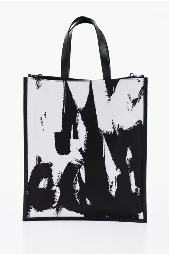 Alexander McQueen Logoed Fabric Tote Bag With Leather Detail in Black for Men Lyst UK