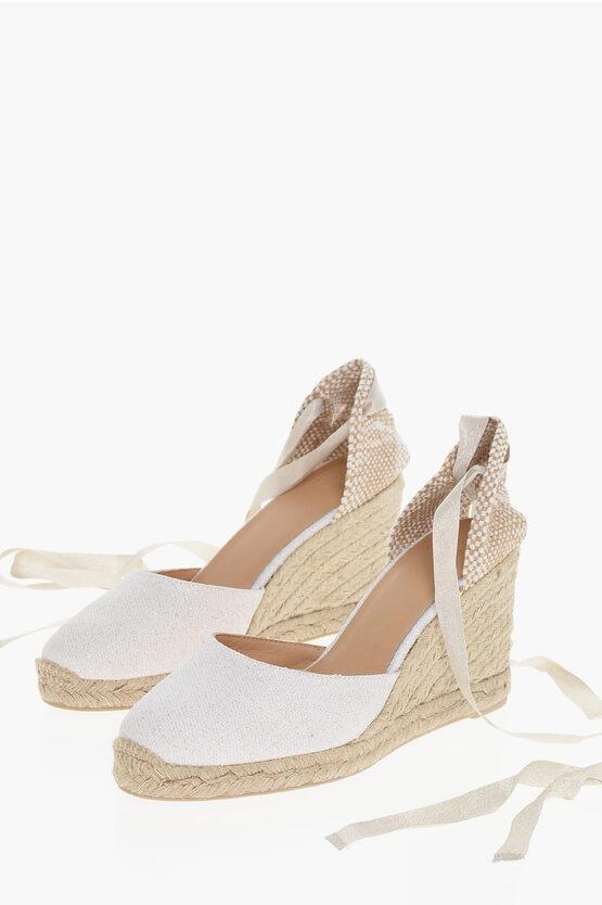 Castañer Metallic Linen Carina Lace-Up Espadrilles With Juta And
