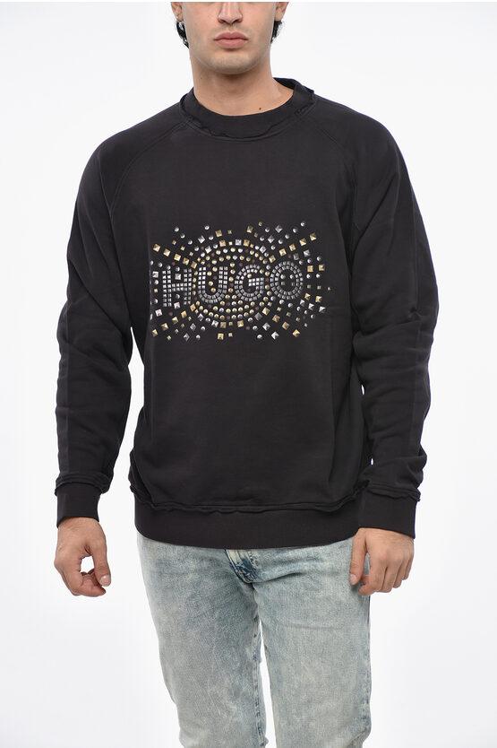 Zalora Printed Crew Neck Sweatshirts BOSS Brushed Cotton Crew-Neck