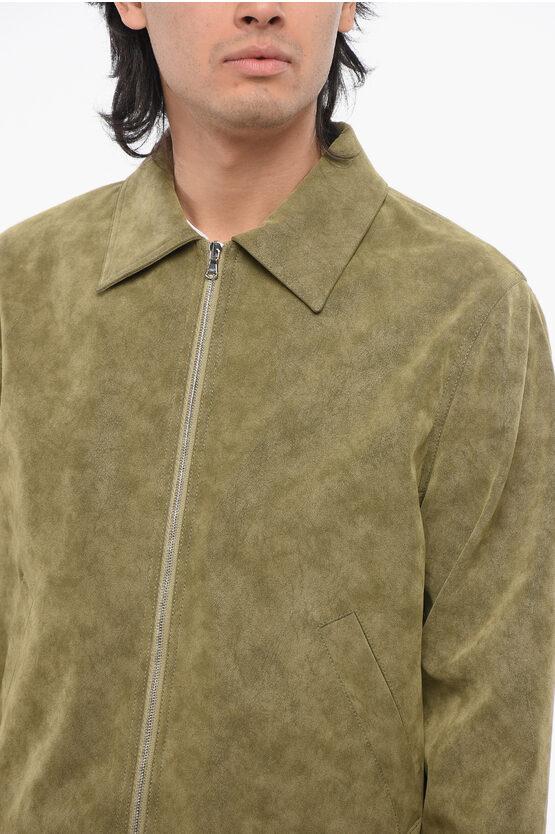 Séfr Zip-Up Bardem Eco-Suede Jacket in Green for Men | Lyst UK