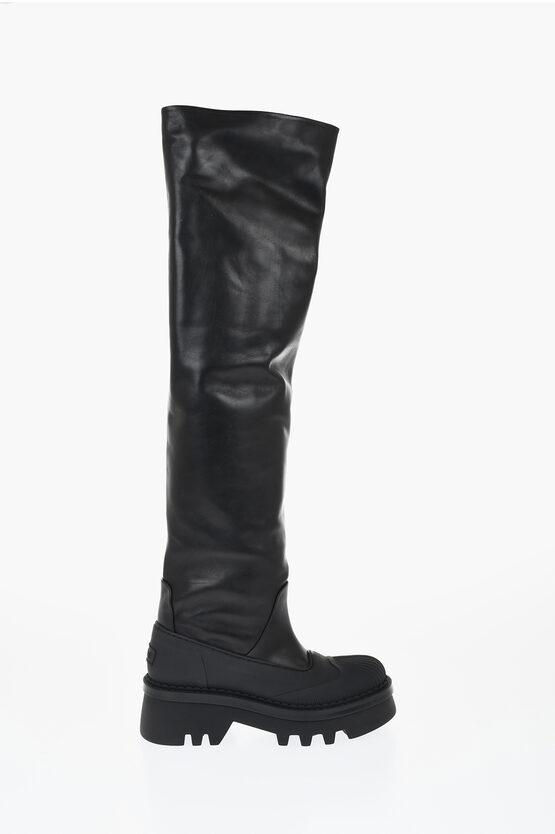 Chloé Leather Knee-High Boots With Tank Sole in Black Lyst UK