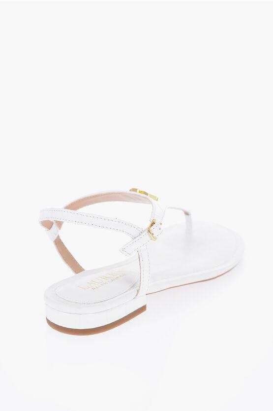 Polo Ralph Lauren Leather Thong Sandals With Golden Monogram in White Lyst UK