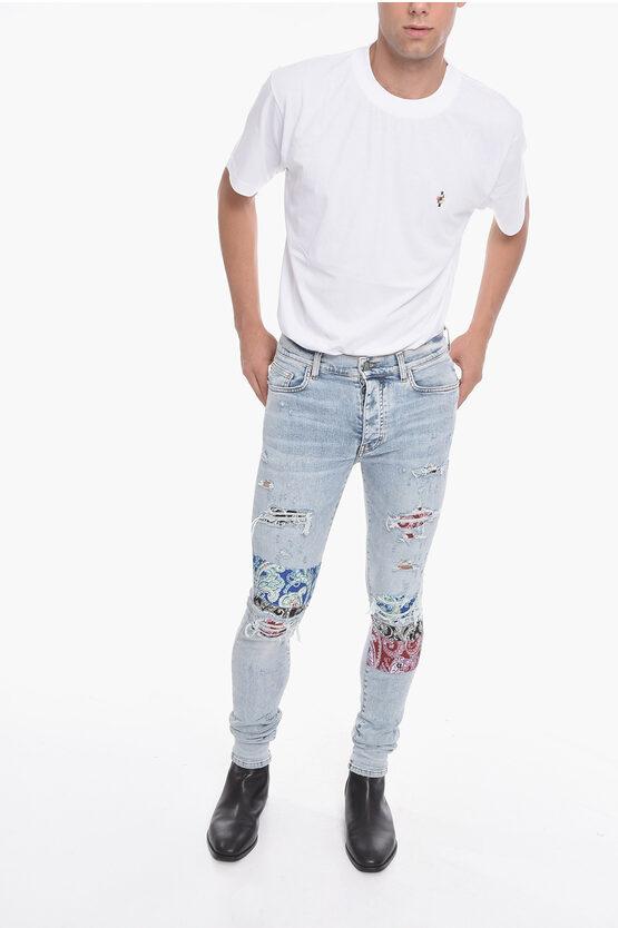 超希少 AMIRI Pajama Art Patch Skinny Jeans Amiri Pajama Art Patch Skinny Jeans - Size 34 - Light