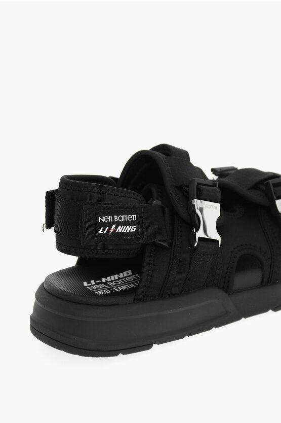 関税送料込Neil Barrett Buckle Sandals Neil Barrett Li-ning Solid Color Double-buckle Sandals With
