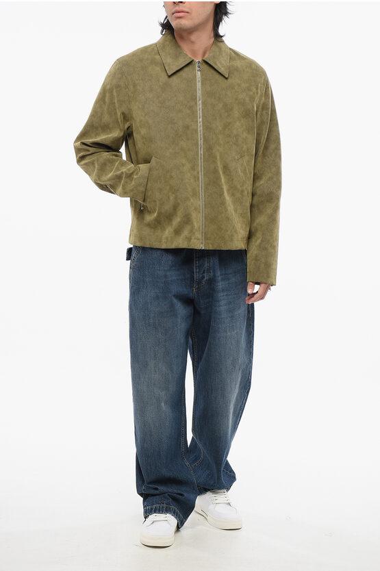 Séfr Zip-Up Bardem Eco-Suede Jacket in Green for Men | Lyst UK