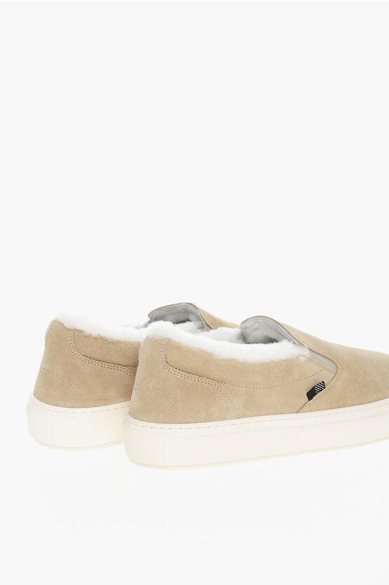 Woolrich Suede Slip On Sneakers With Fur Inner in Natural Lyst UK