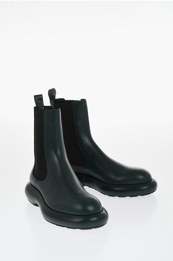 Leather Chelsea Boots Jil Sander Booties Jil Sander Leather Chelsea Booties  With Chunky Sole In Black Lyst UK
