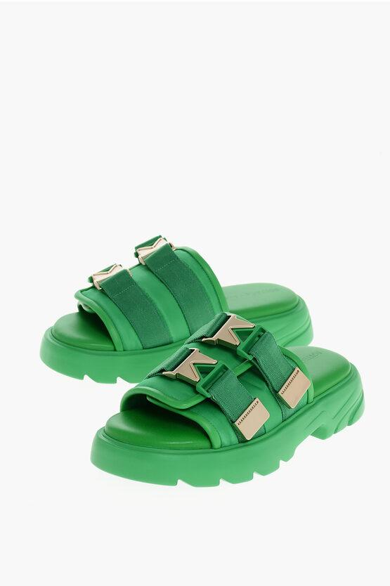 Bottega Veneta Nylon Flash Sliders With Safety Buckle in Green for
