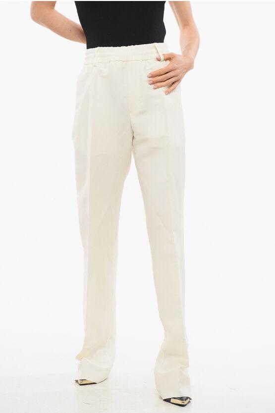 Burberry High-Waisted Tailored Pants With Pleats in White Lyst UK