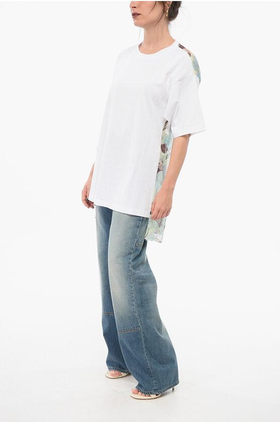 Stella McCartney Asymmetric T-Shirt With Chiffon Detail in White
