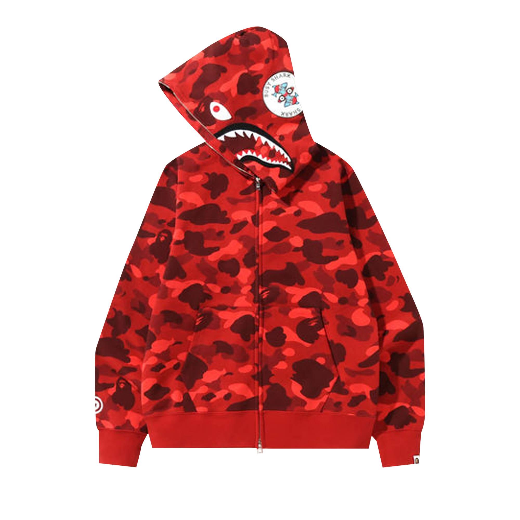 A Bathing Ape Color Camo Shark Full Zip Hoodie 'red' for Men | Lyst