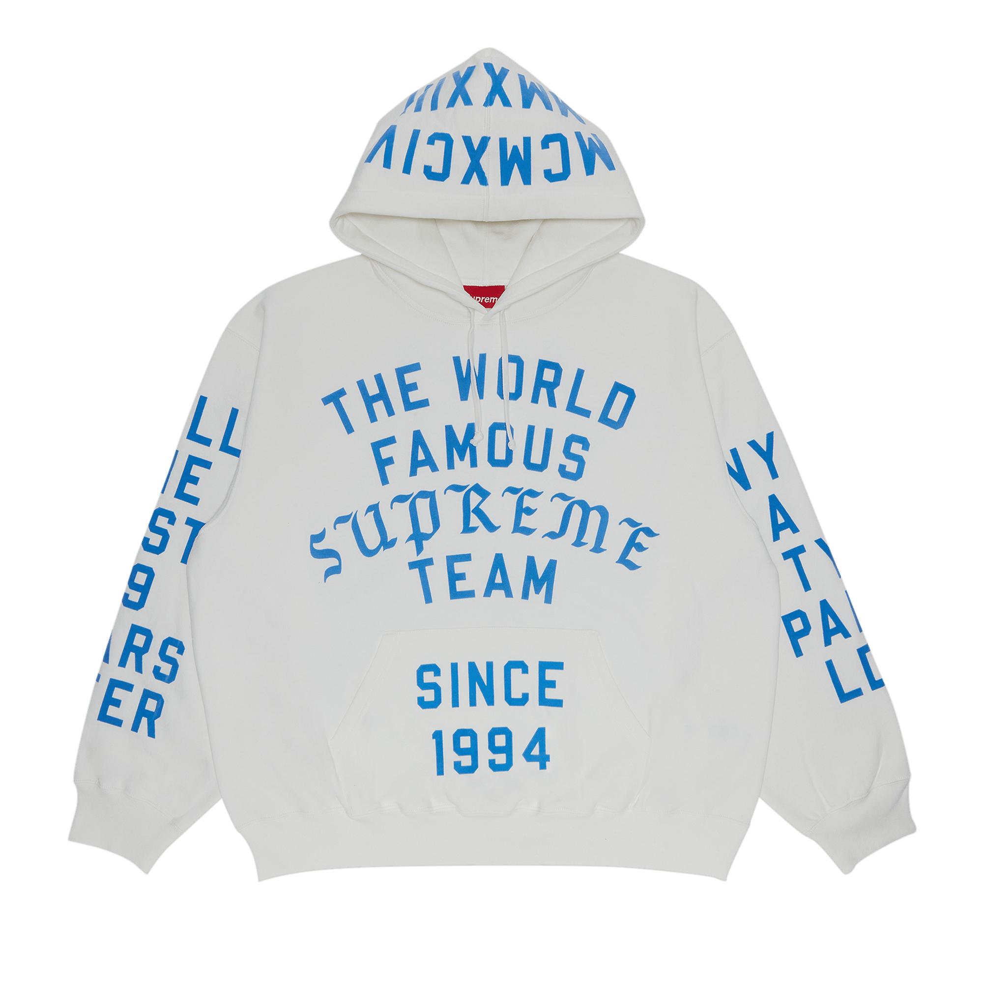 Supreme Team Flocked Hooded Sweatshirt 'white' in Blue for Men | Lyst