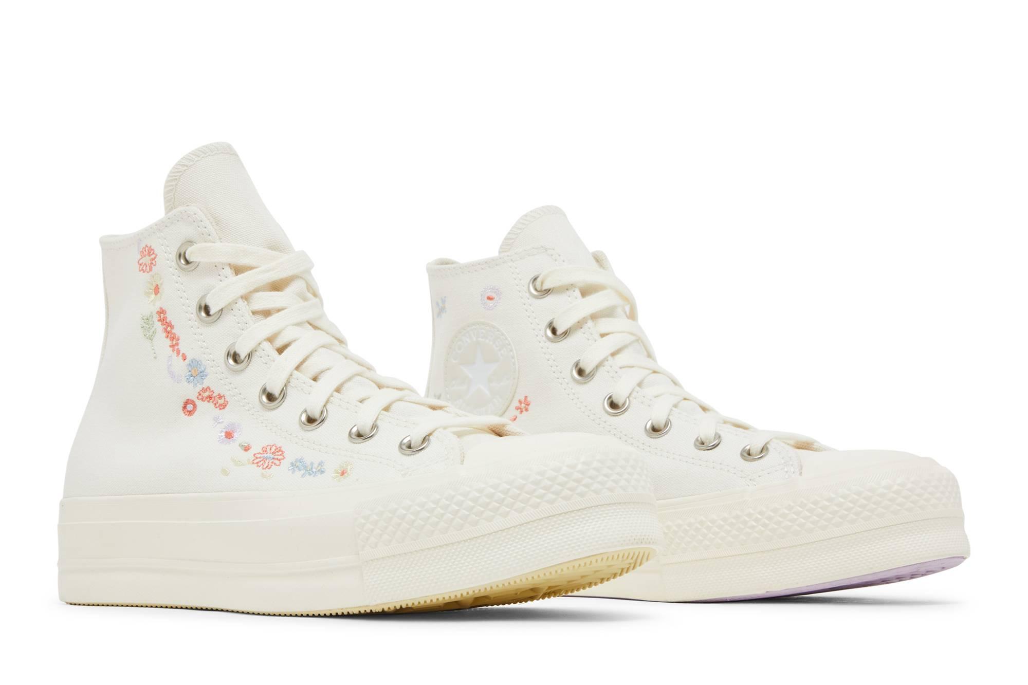 Converse Chuck Taylor All Star Lift Platform 'embroidered Floral - Egret'  in White | Lyst