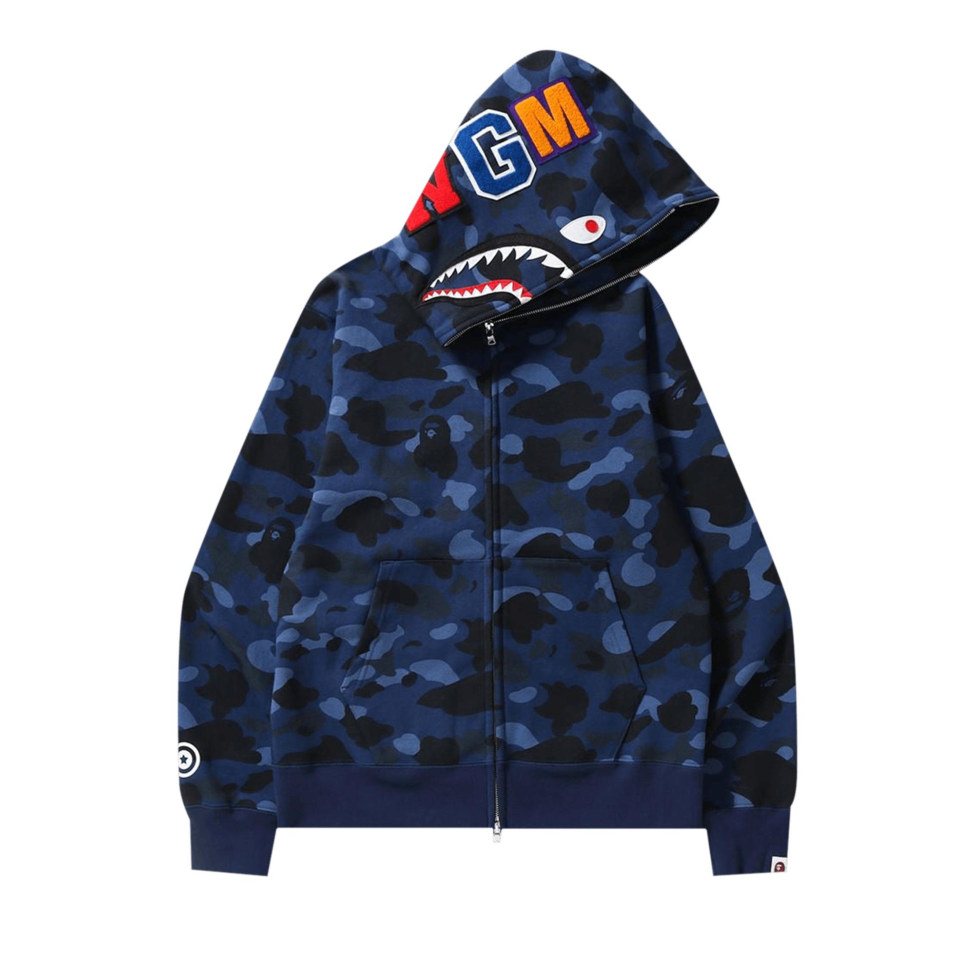 A Bathing Ape Color Camo Shark Full Zip Hoodie 'navy' in Blue for