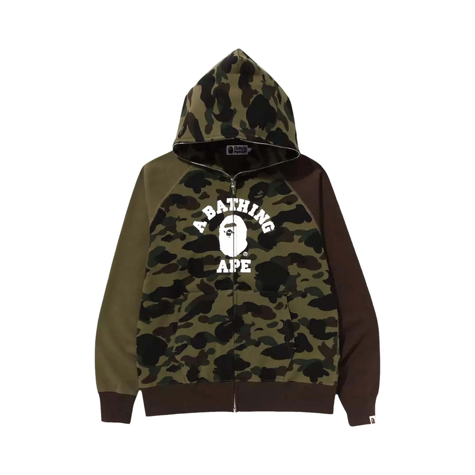 A Bathing Ape 1st Camo Crazy College Full Zip Hoodie 'green' in Black for  Men | Lyst