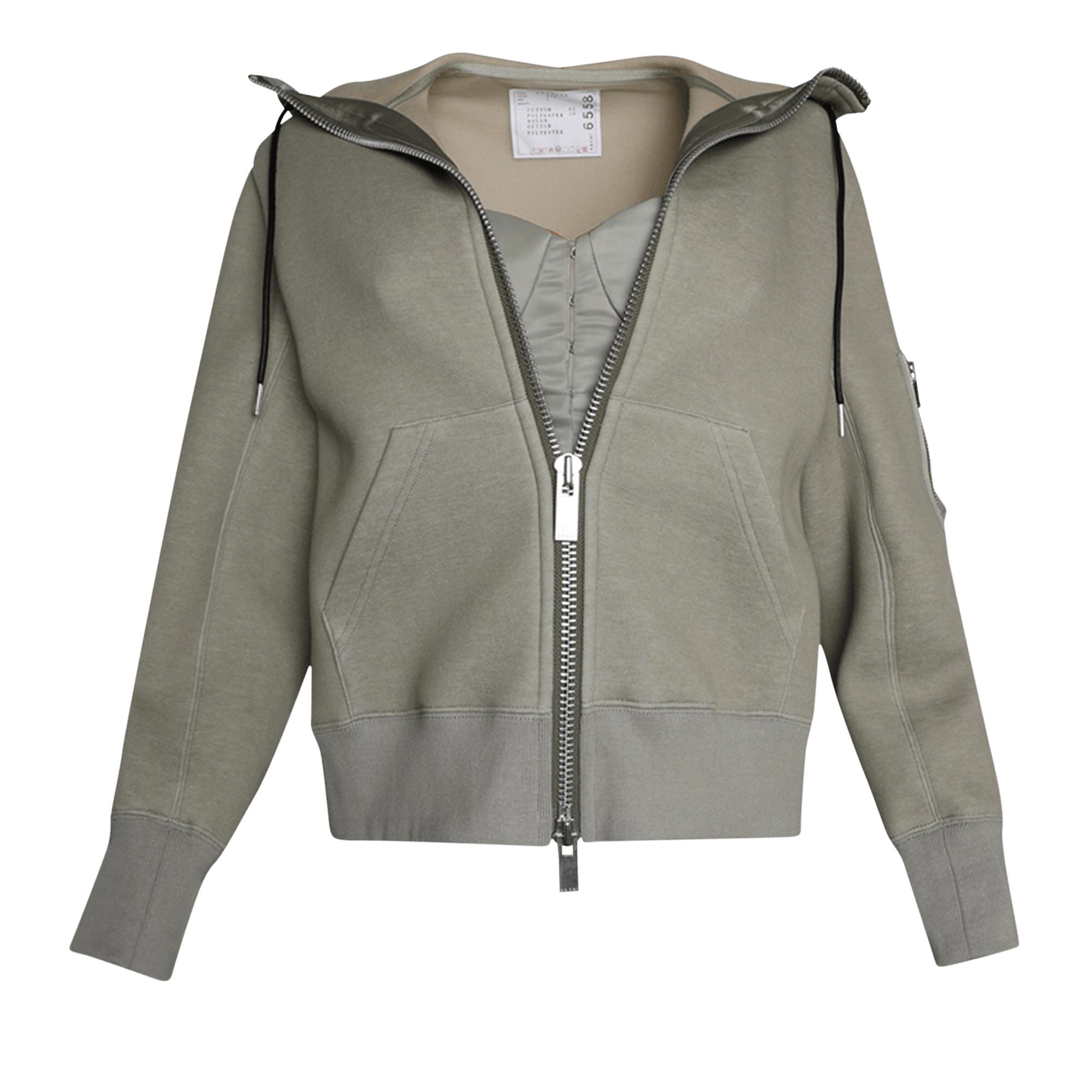 Sacai Nylon Twill X Sponge Sweat Hoodie 'khaki/beige' in Gray | Lyst