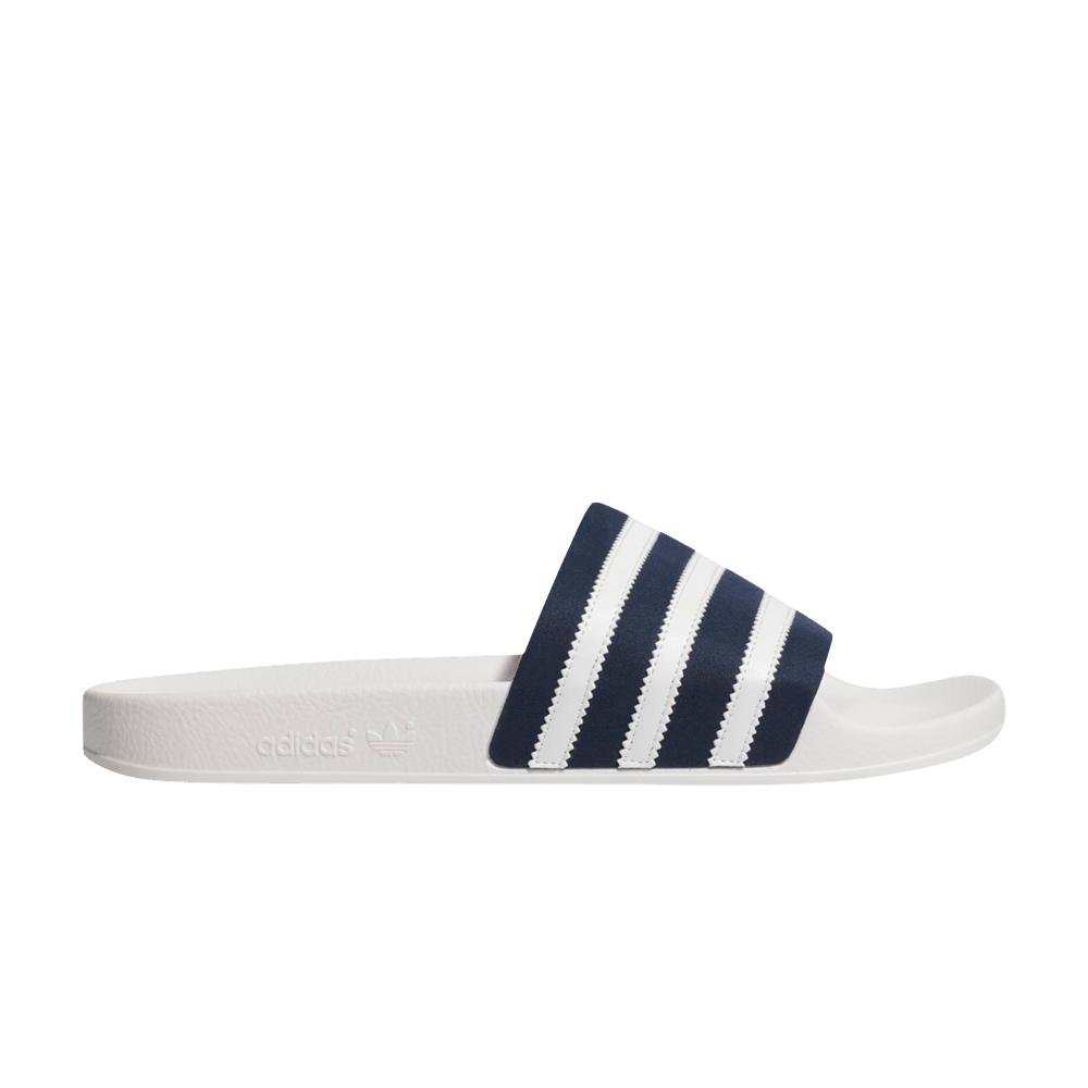adidas Adilette Slides 'white Collegiate Navy' in Blue for Men | Lyst