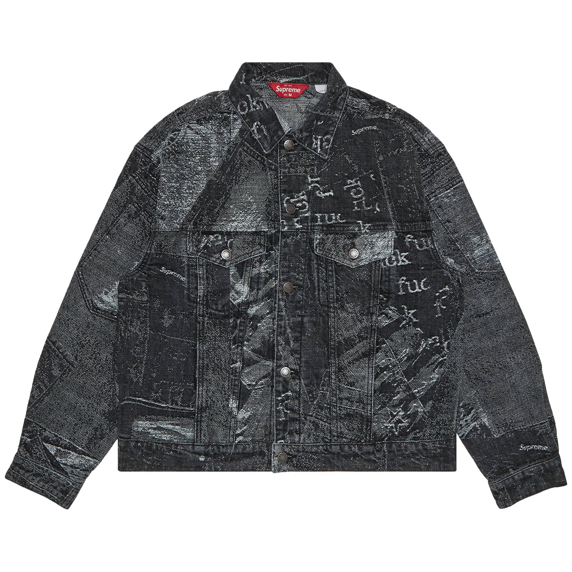 Supreme Men's Gray Archive Denim Jacquard Trucker Jacket 'black'