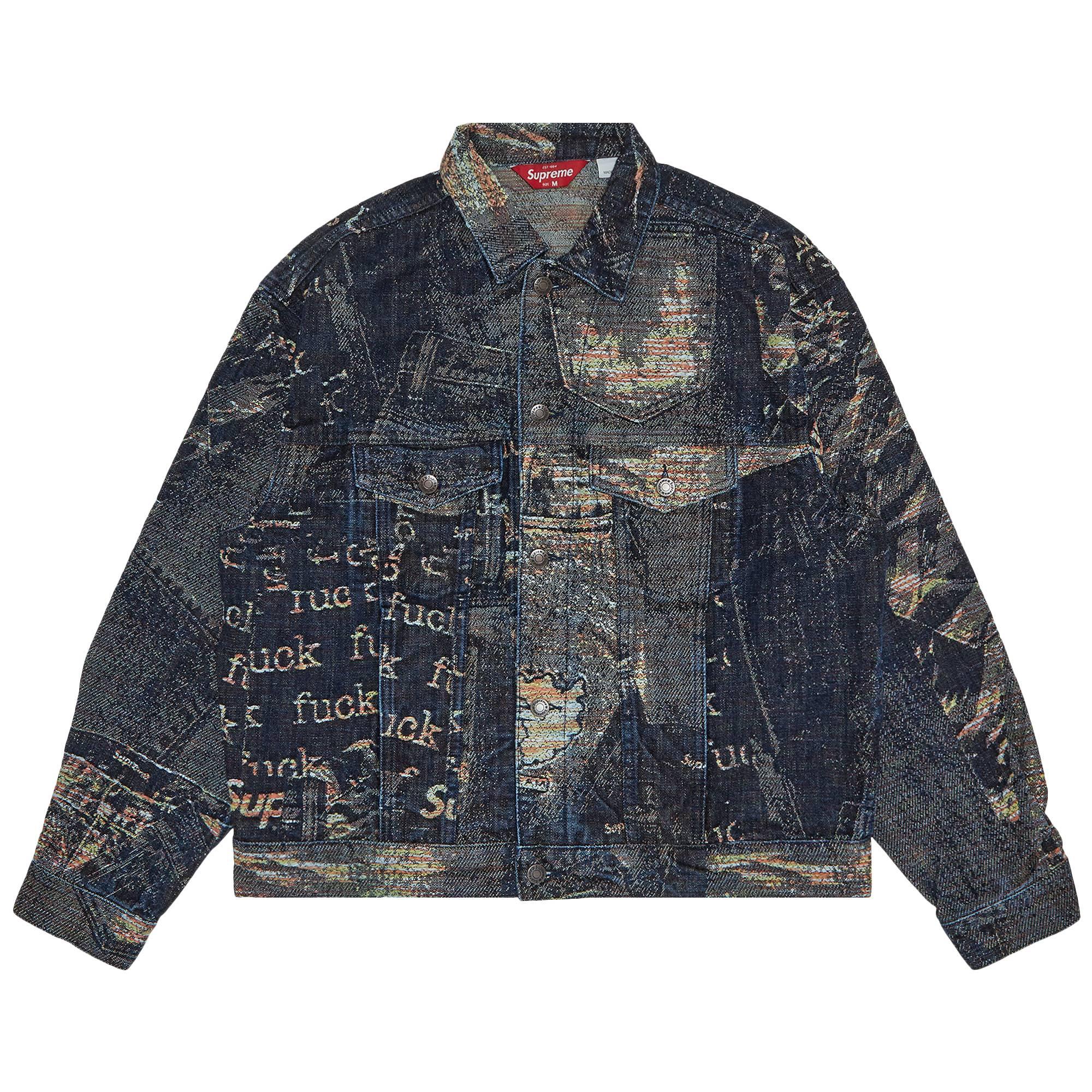 Supreme Men's Archive Denim Jacquard Trucker Jacket 'blue'