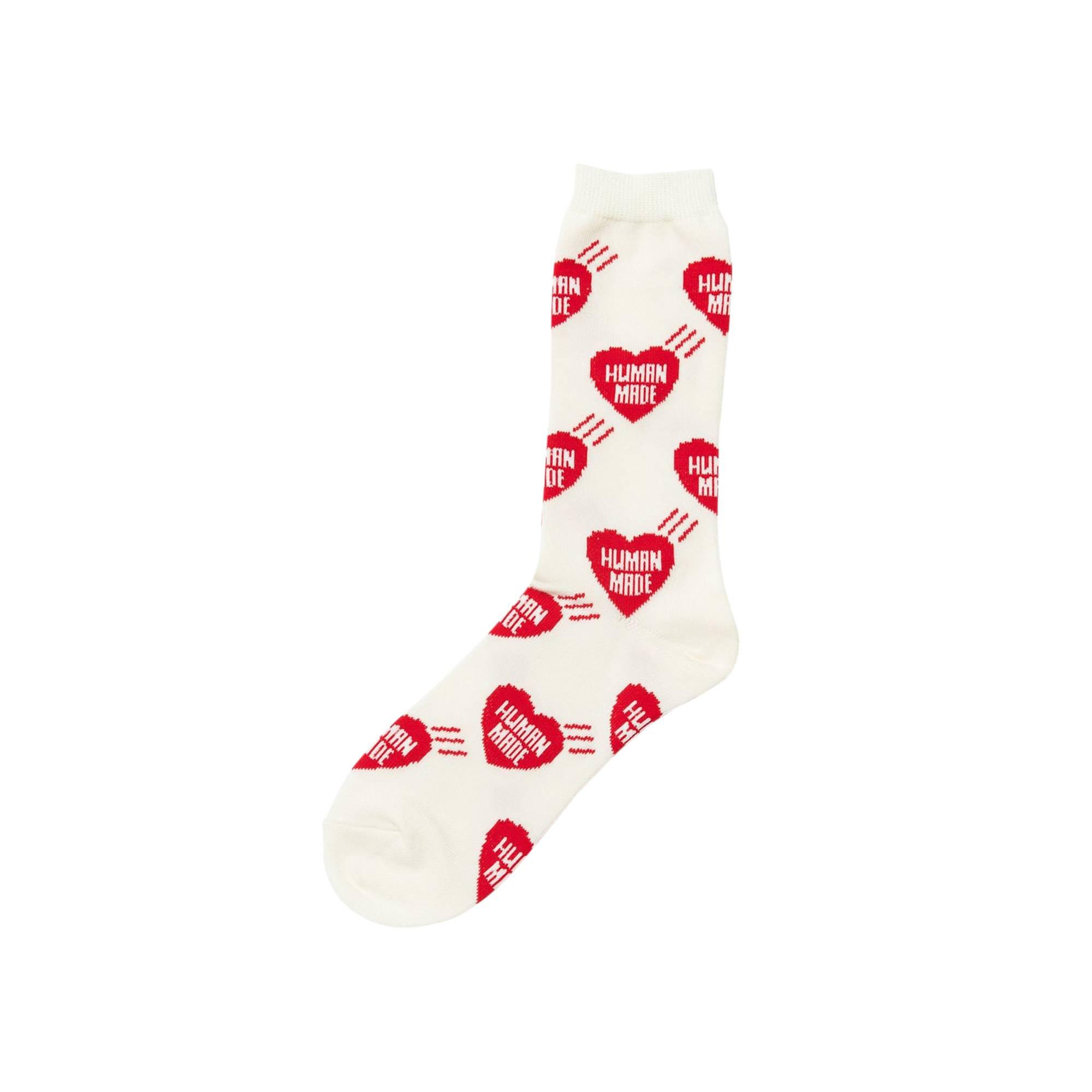 White HUMAN MADE Heart Pattern Socks