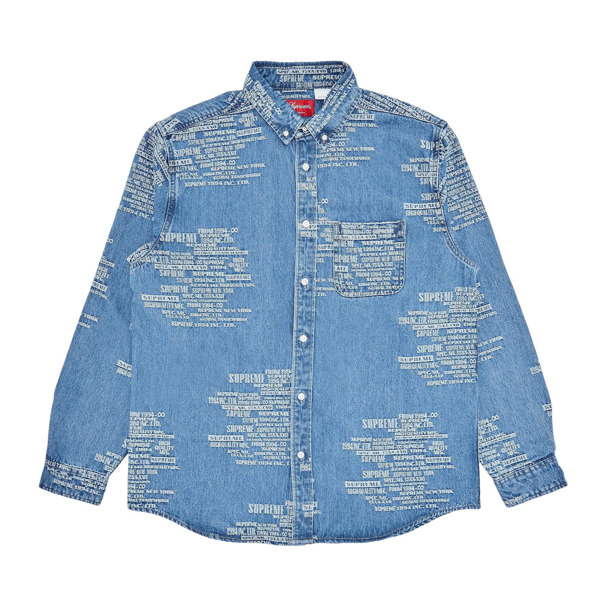 Supreme Trademark Jacquard Denim Shirt 'washed Blue' for Men | Lyst