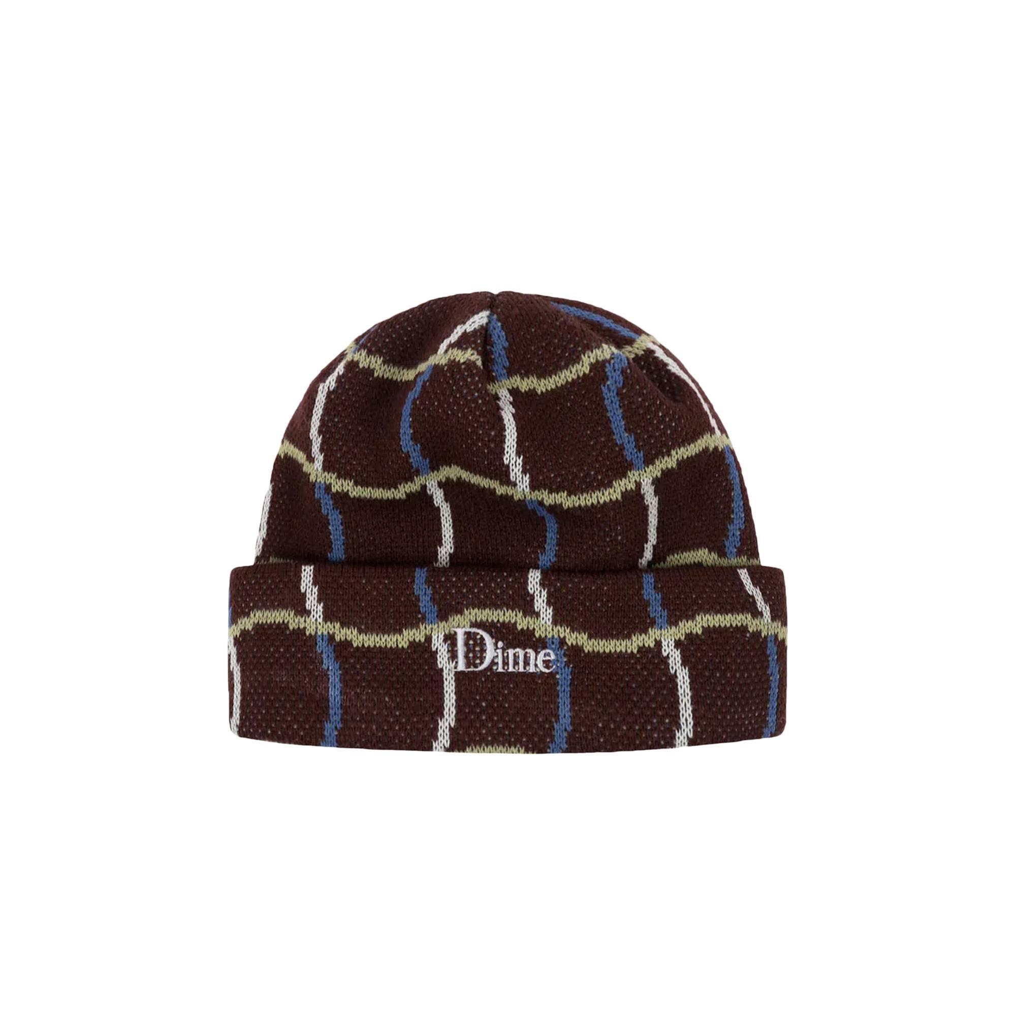 店舗用 DIME ビーニー ニット帽 WAVECHECKEREDBEANIE BROWN ニット