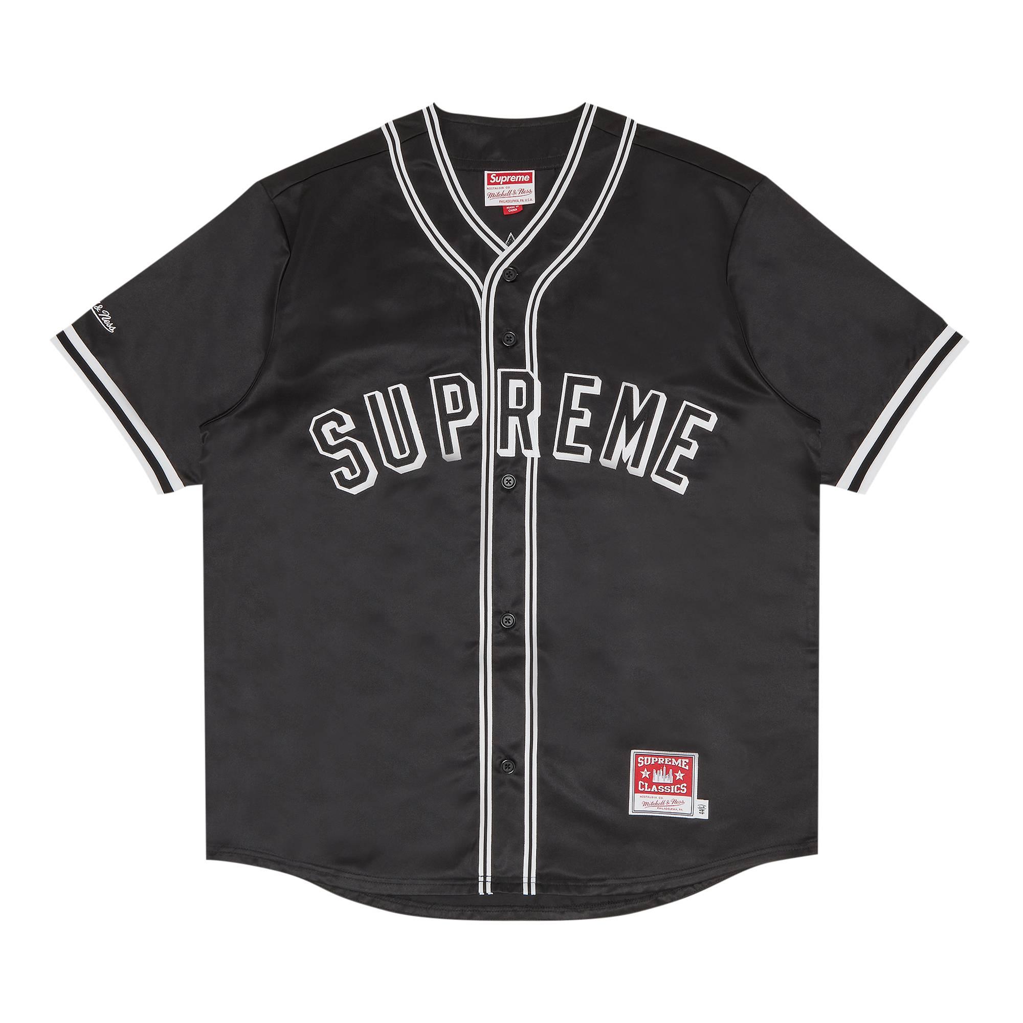 Supreme X Mitchell & Ness Satin Baseball Jersey 'black' for |