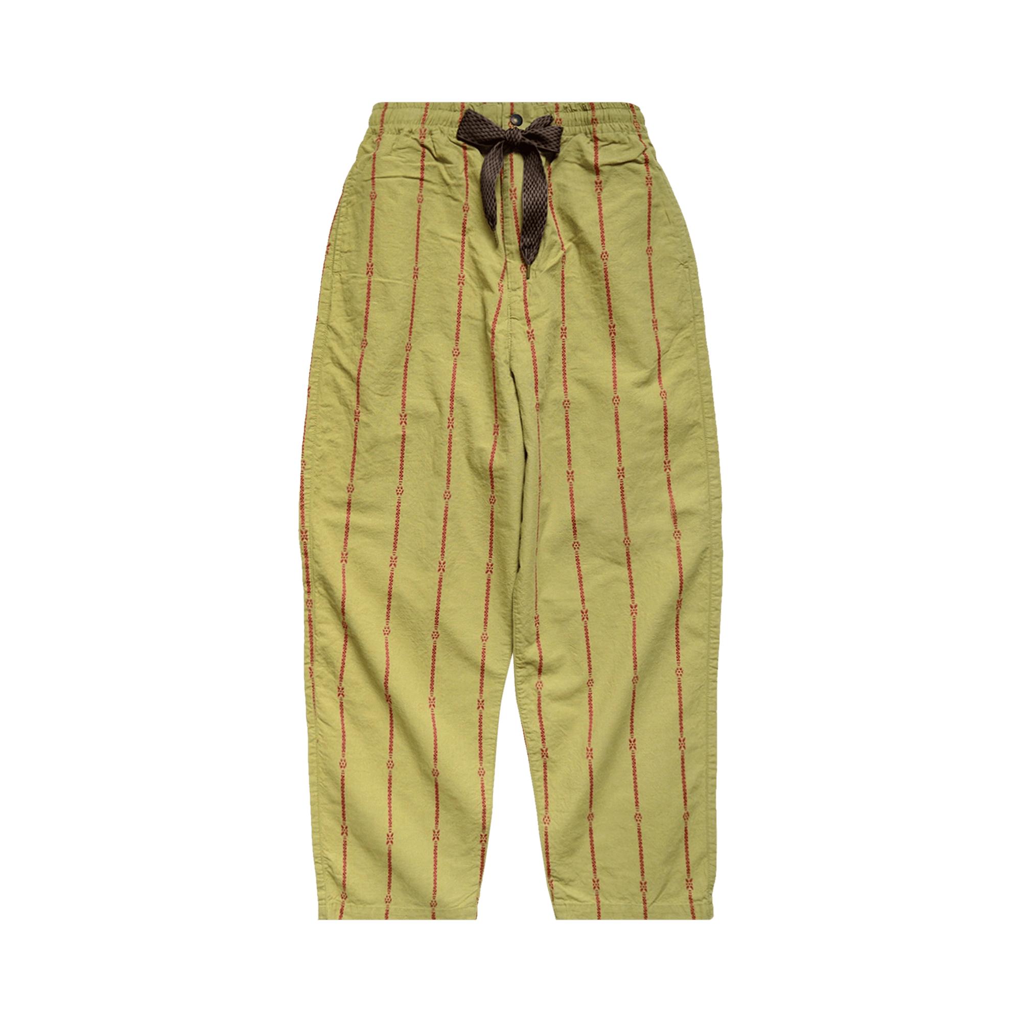 Kapital Cotton Linen Siam Stripe Easy Pants 'light Khaki' in Green