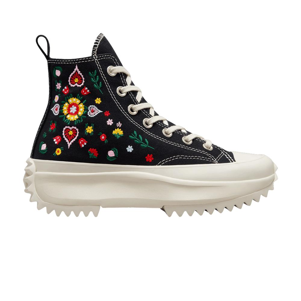 Converse Run Star Hike Platform High 'floral Embroidery' in Black for