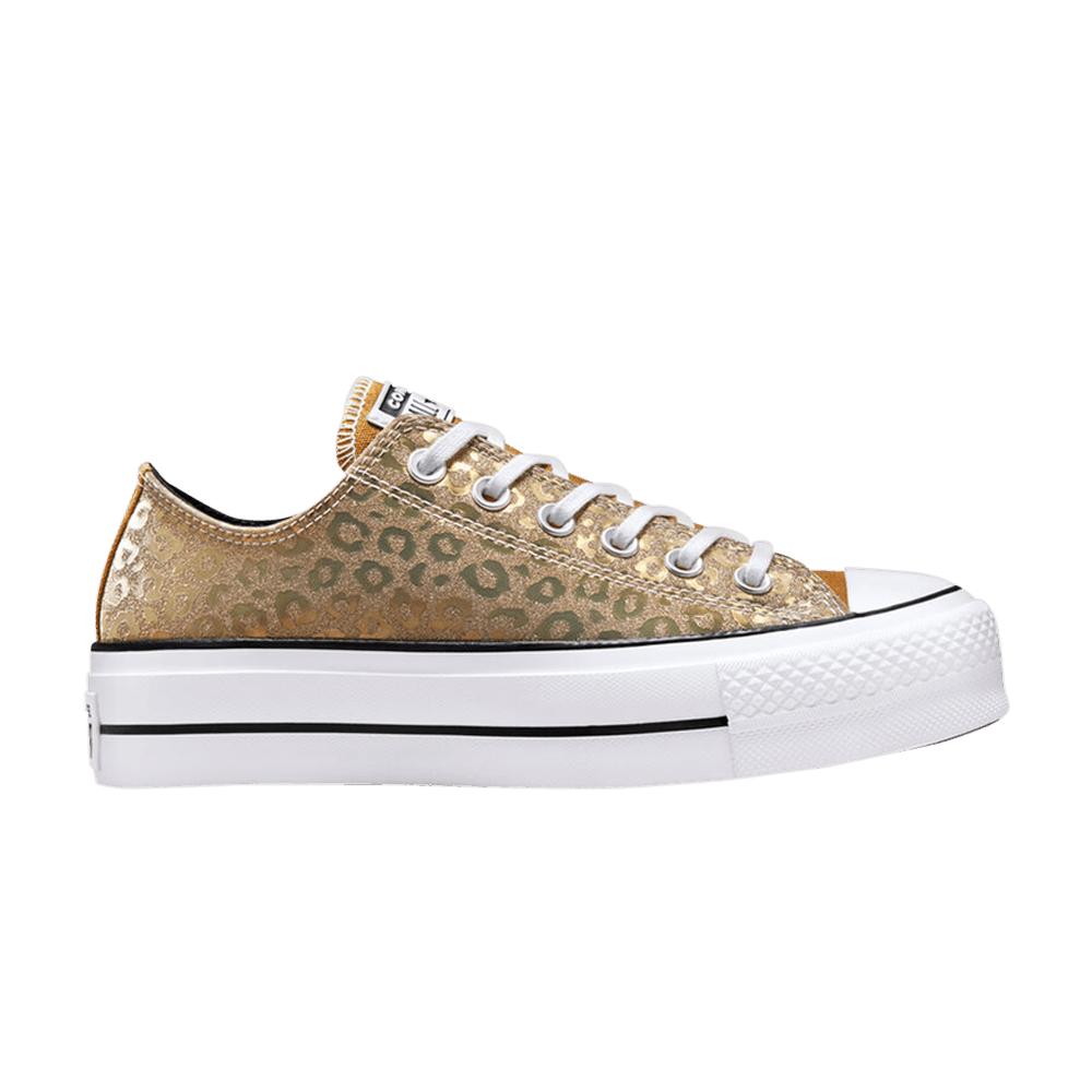 Converse Chuck Taylor All Star Platform Low 'authentic Glam - Gold Leopard'  in Metallic | Lyst