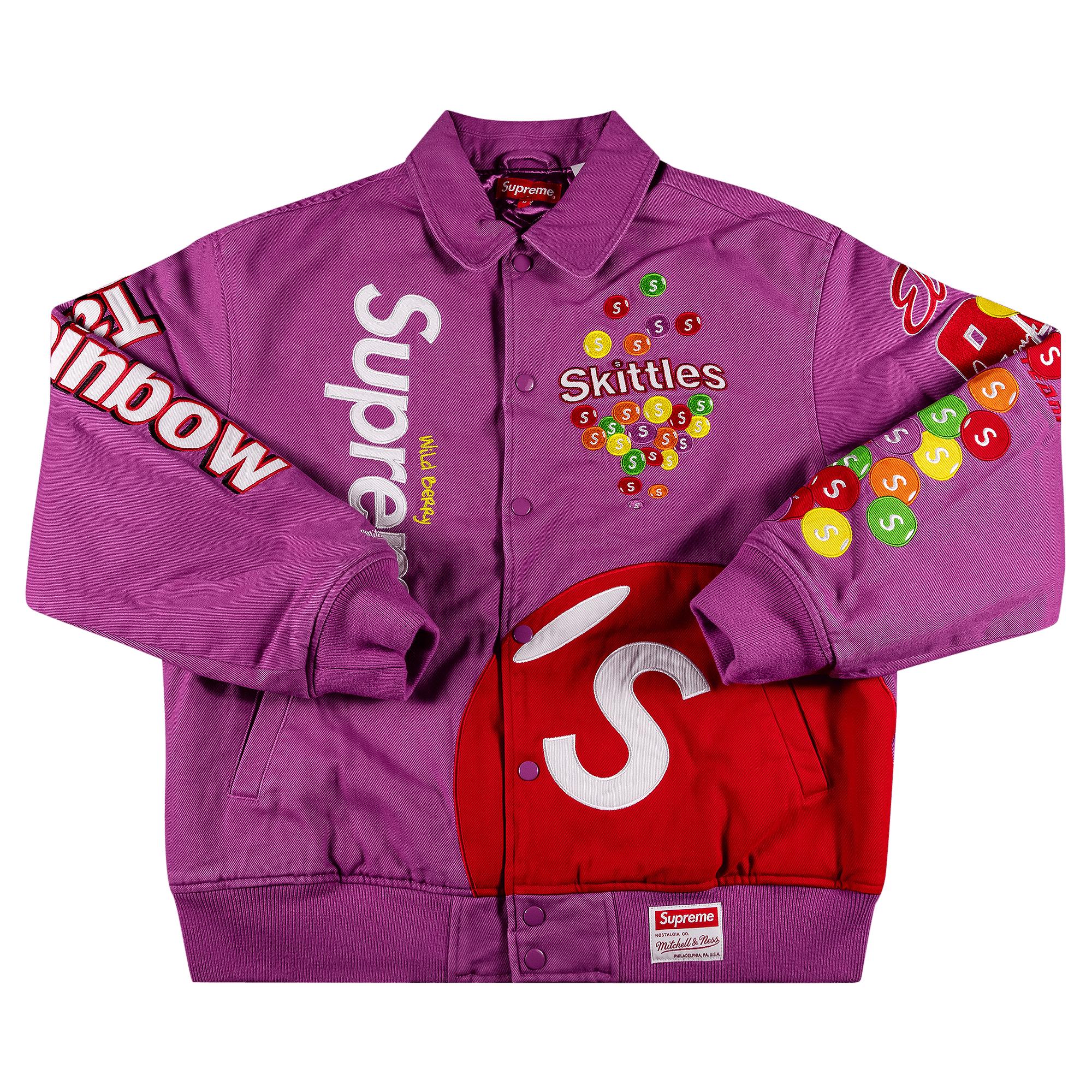 Supreme X Skittles X Mitchell & Ness Varsity Jacket 'purple' for